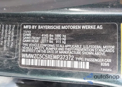 2014 Mini Countryman Cooper S из США, поврежденный, VIN WMWZC5C5XEWP37372